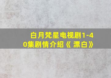 白月梵星电视剧1-40集剧情介绍《 漂白》